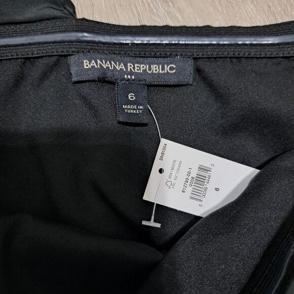 Banana Republic One Shoulder Romantic Goth Casual Midi Dress Size 6 Black NWT - Picture 7 of 14